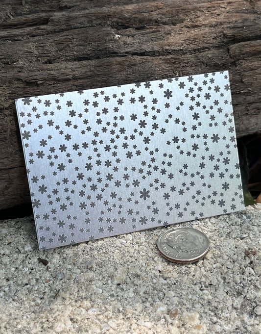 XLP0103 = Flower Sprinkles Laser Engraved Metal Sheet 3x2" = Textured Jewelry Blank = Copper, Brass & More