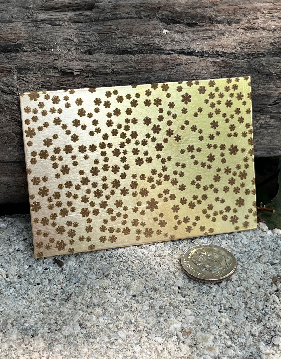 XLP0103 = Flower Sprinkles Laser Engraved Metal Sheet 3x2" = Textured Jewelry Blank = Copper, Brass & More