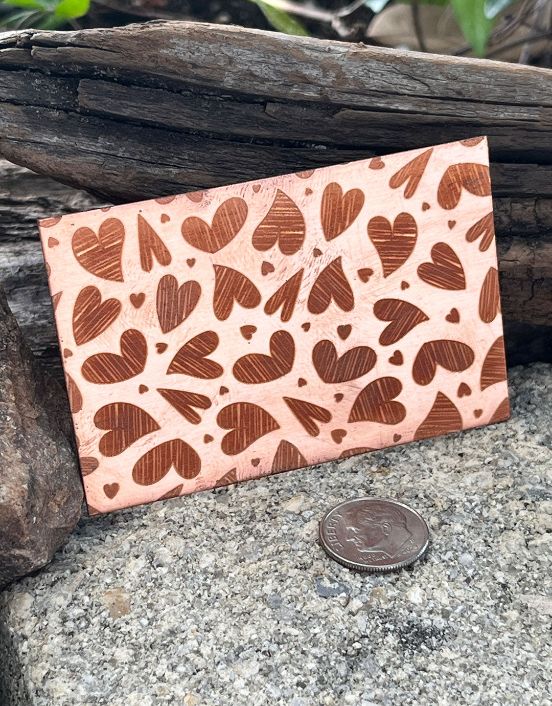 XLP0104 = Scribble Hearts Laser Engraved Metal Sheet 3x2" = Textured Jewelry Blank = Copper, Brass & More