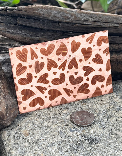 XLP0104 = Scribble Hearts Laser Engraved Metal Sheet 3x2" = Textured Jewelry Blank = Copper, Brass & More