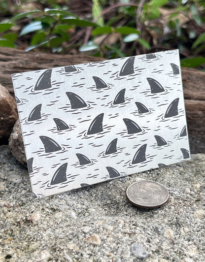 XLP0105 = Shark Fins Laser Engraved Metal Sheet 3x2" = Textured Jewelry Blank = Copper, Brass & More