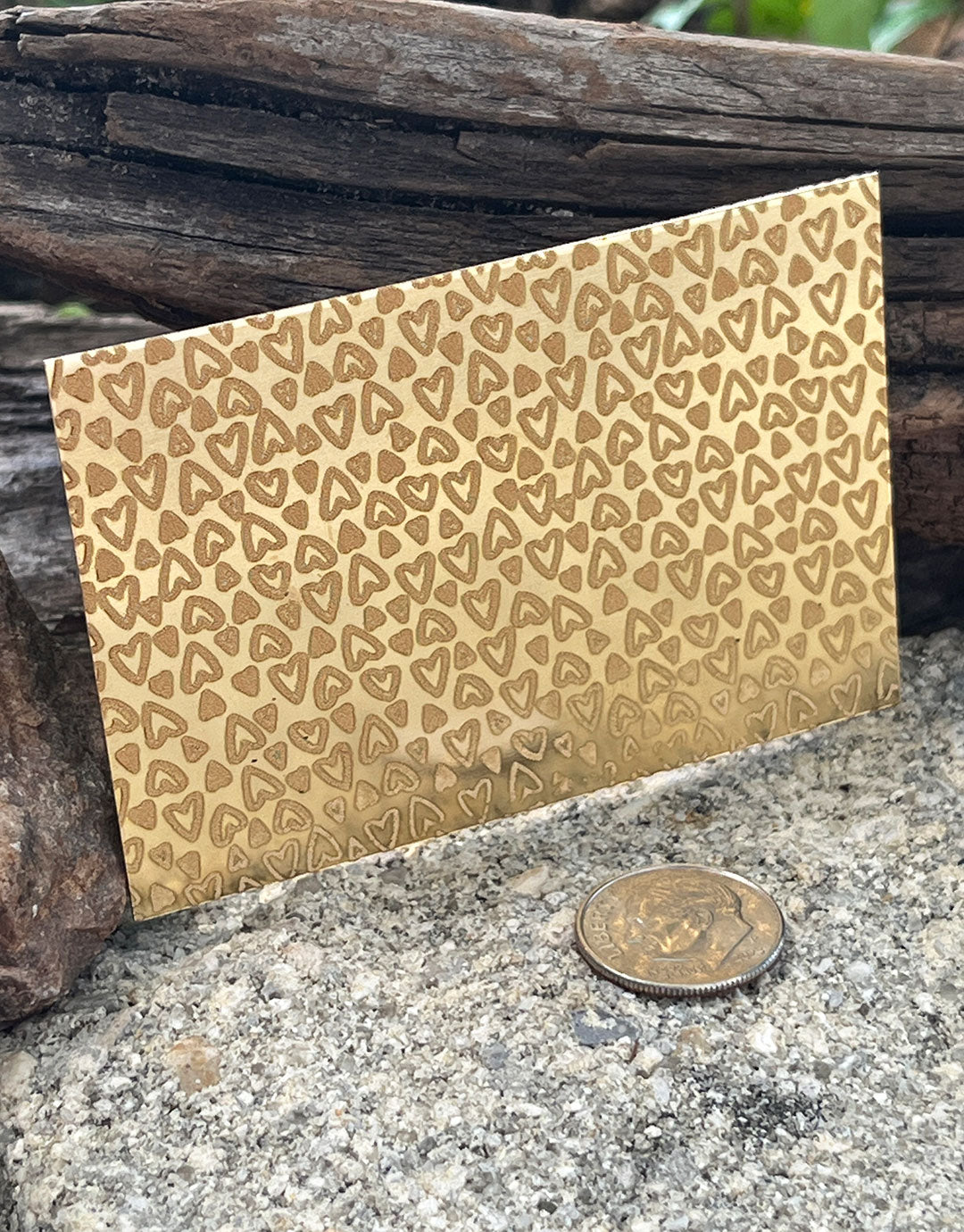 XLP0106 =Tiny Hearts Laser Engraved Metal Sheet 3x2" = Textured Jewelry Blank = Copper, Brass & More