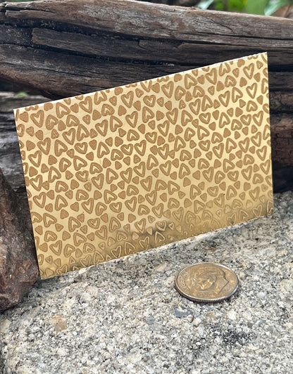 XLP0106 =Tiny Hearts Laser Engraved Metal Sheet 3x2" = Textured Jewelry Blank = Copper, Brass & More