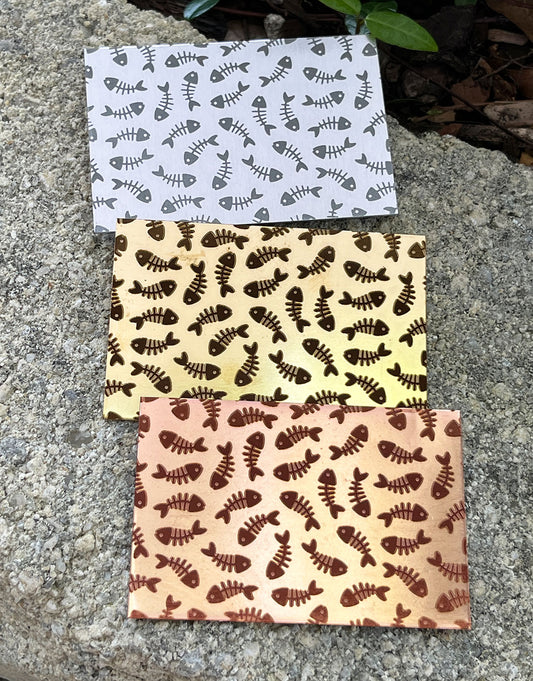 XLP0109 = Fish Bones Laser Engraved Metal Sheet 3x2" = Textured Jewelry Blank = Copper, Brass & More