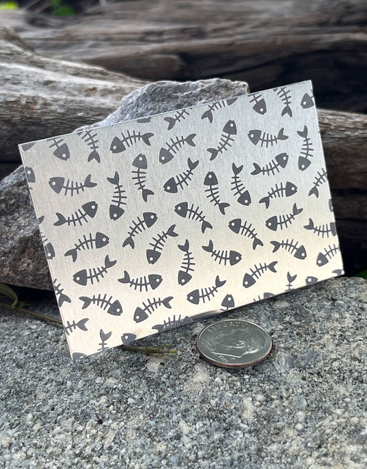 XLP0109 = Fish Bones Laser Engraved Metal Sheet 3x2" = Textured Jewelry Blank = Copper, Brass & More