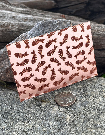 XLP0109 = Fish Bones Laser Engraved Metal Sheet 3x2" = Textured Jewelry Blank = Copper, Brass & More