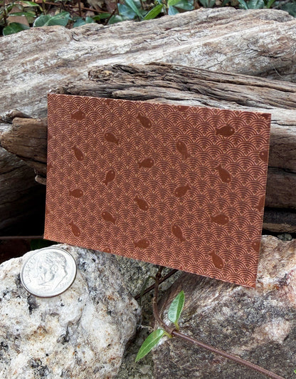 XLP0110 = Japanese Fish Laser Engraved Metal Sheet 3x2" = Textured Jewelry Blank = Copper, Brass & More