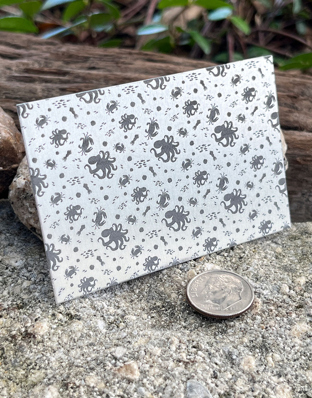 XLP0114 = Ocean Life Laser Engraved Metal Sheet 3x2" = Textured Jewelry Blank = Copper, Brass & More