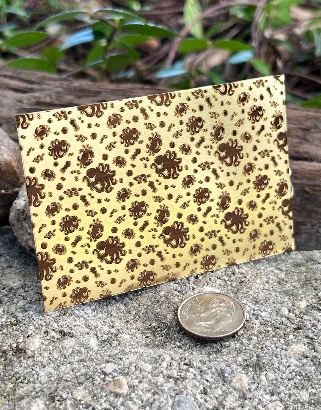 XLP0114 = Ocean Life Laser Engraved Metal Sheet 3x2" = Textured Jewelry Blank = Copper, Brass & More