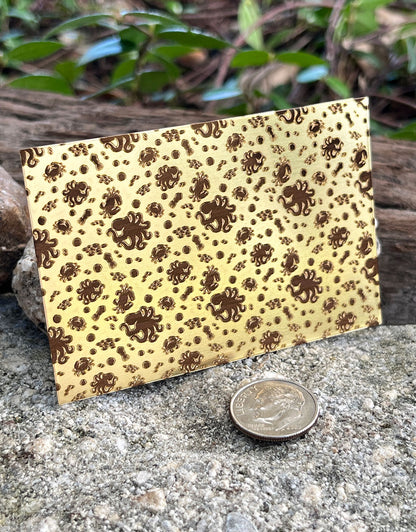 XLP0114 = Ocean Life Laser Engraved Metal Sheet 3x2" = Textured Jewelry Blank = Copper, Brass & More