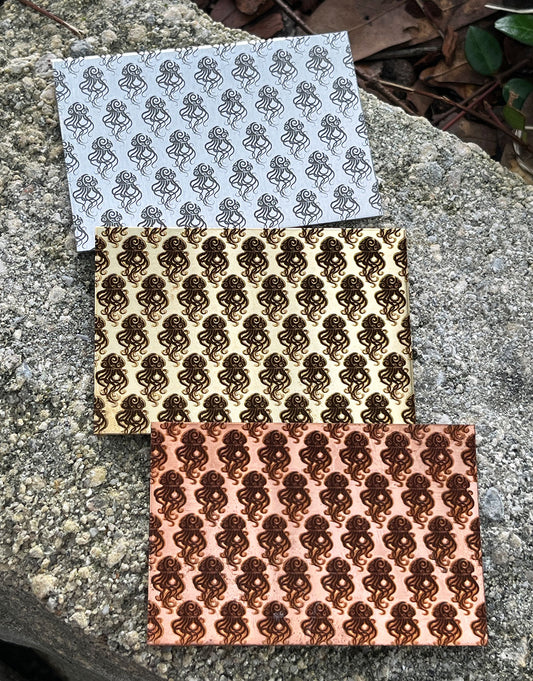 XLP0116 = Jellyfish Laser Engraved Metal Sheet 3x2" = Textured Jewelry Blank = Copper, Brass & More
