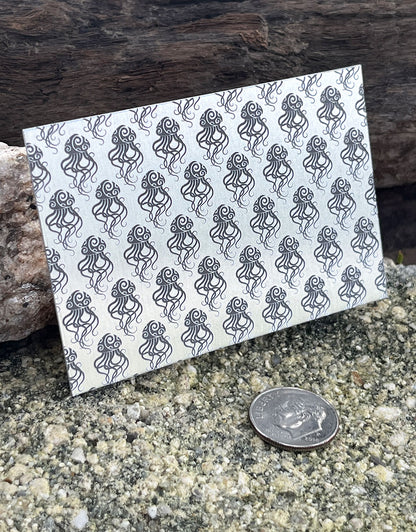 XLP0116 = Jellyfish Laser Engraved Metal Sheet 3x2" = Textured Jewelry Blank = Copper, Brass & More