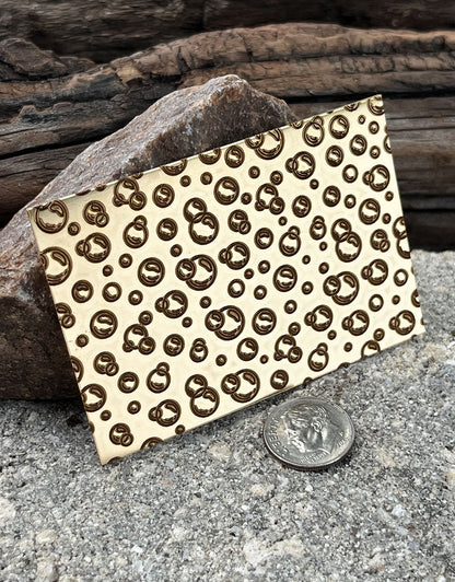 XLP0121 = Soap Bubbles Laser Engraved Metal Sheet 3x2" = Textured Jewelry Blank = Copper, Brass & More