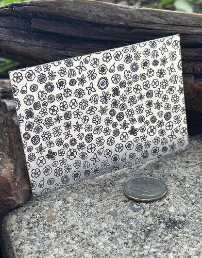 XLP0122 = Flower Bloom Laser Engraved Metal Sheet 3x2" = Textured Jewelry Blank = Copper, Brass & More