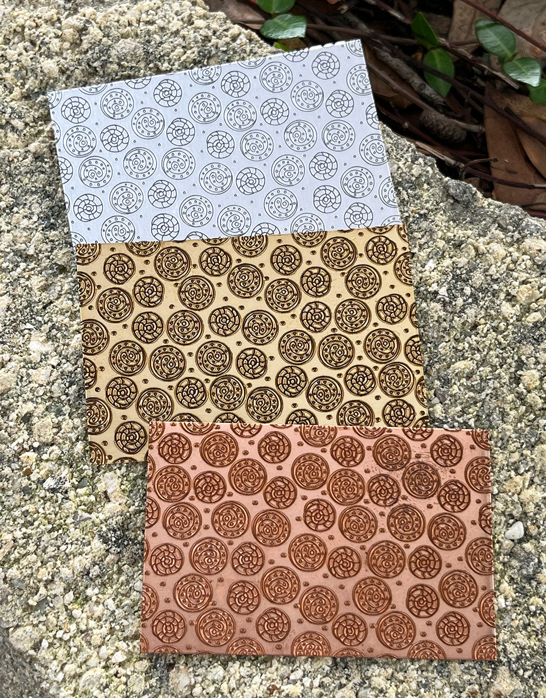 XLP0124 = Candies Laser Engraved Metal Sheet 3x2" = Textured Jewelry Blank = Copper, Brass & More