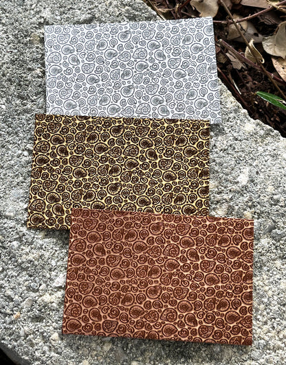 XLP0127 = Snail Shells Laser Engraved Metal Sheet 3x2" = Textured Jewelry Blank = Copper, Brass & More