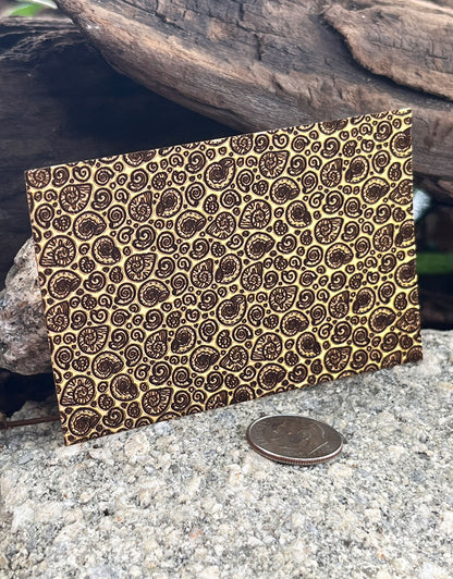 XLP0127 = Snail Shells Laser Engraved Metal Sheet 3x2" = Textured Jewelry Blank = Copper, Brass & More
