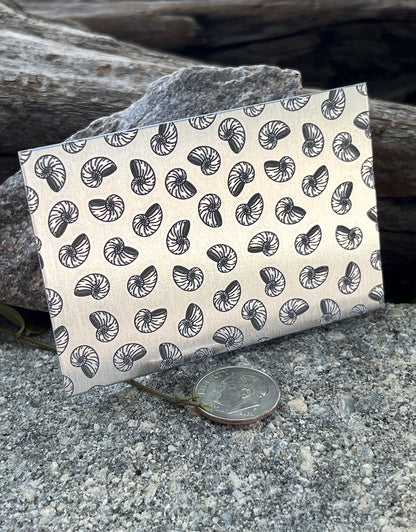 XLP0128 = Little Nautilus Laser Engraved Metal Sheet 3x2" = Textured Jewelry Blank = Copper, Brass & More