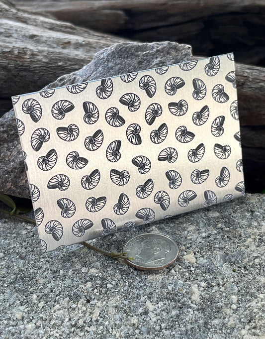 XLP0128 = Little Nautilus Laser Engraved Metal Sheet 3x2" = Textured Jewelry Blank = Copper, Brass & More
