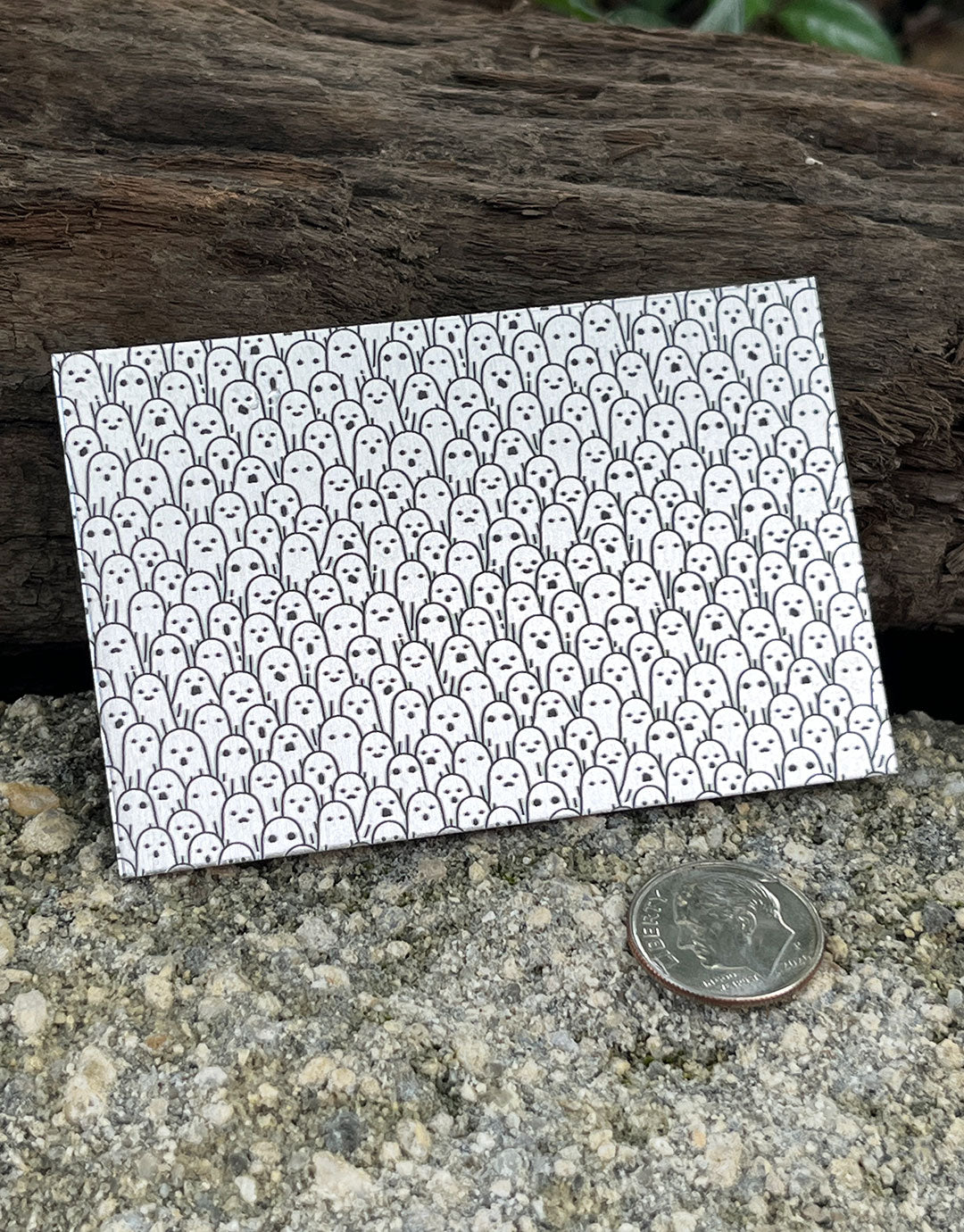XLP0129 = Cute Ghosts Laser Engraved Metal Sheet 3x2" = Textured Jewelry Blank = Copper, Brass & More