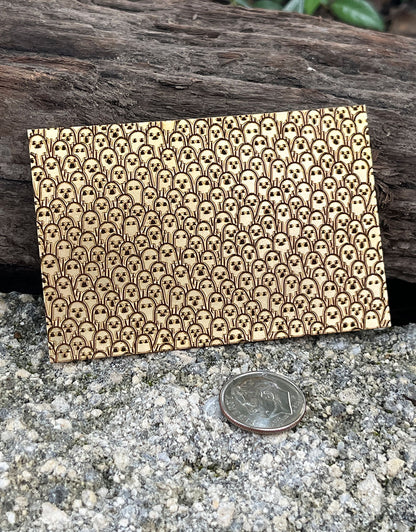 XLP0129 = Cute Ghosts Laser Engraved Metal Sheet 3x2" = Textured Jewelry Blank = Copper, Brass & More