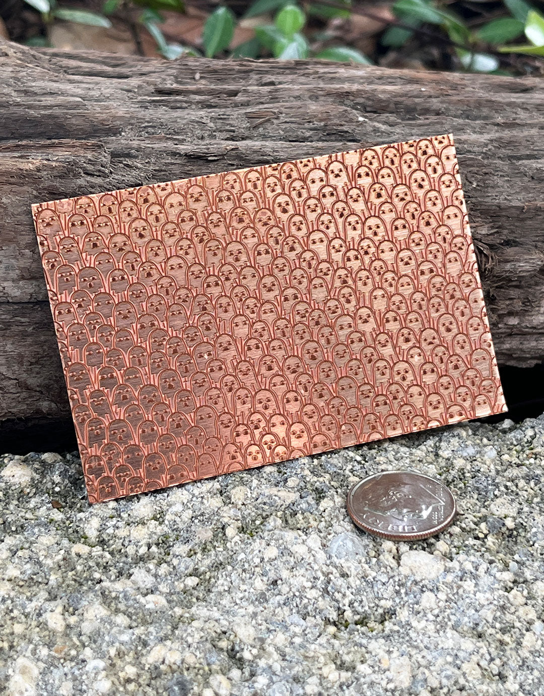 XLP0129 = Cute Ghosts Laser Engraved Metal Sheet 3x2" = Textured Jewelry Blank = Copper, Brass & More