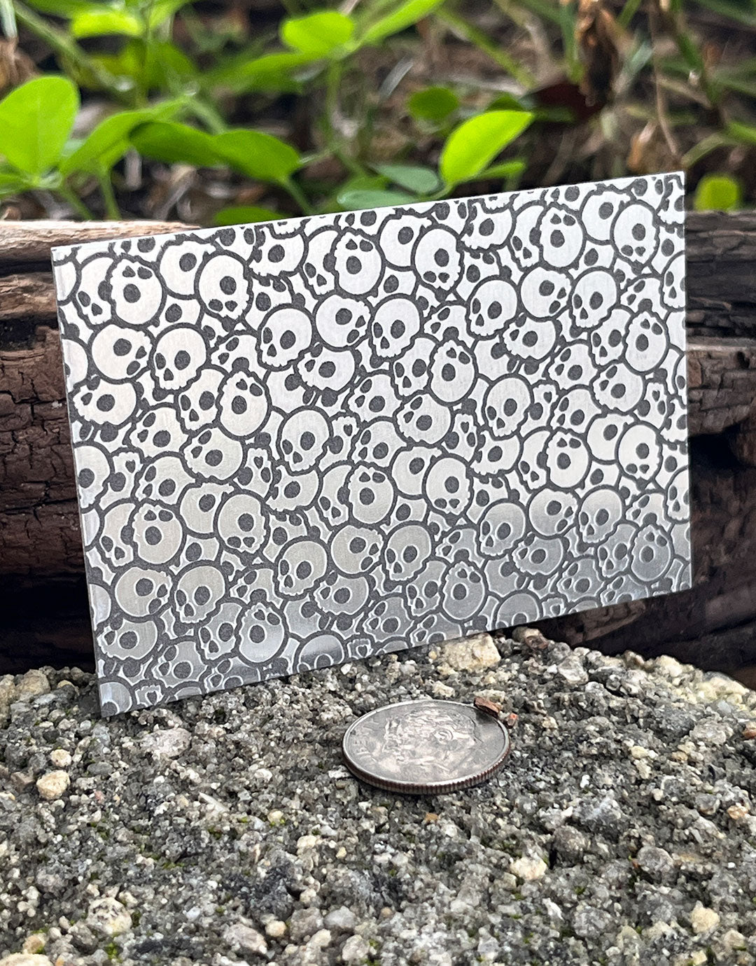 XLP0131 = Tiny Skulls Pattern Laser Engraved Metal Sheet 3x2" = Textured Jewelry Blank = Copper, Brass & More