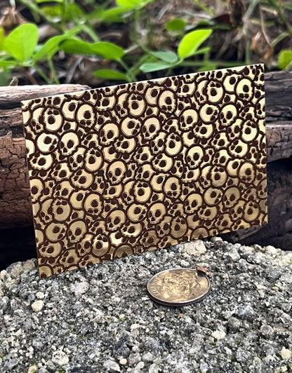 XLP0131 = Tiny Skulls Pattern Laser Engraved Metal Sheet 3x2" = Textured Jewelry Blank = Copper, Brass & More