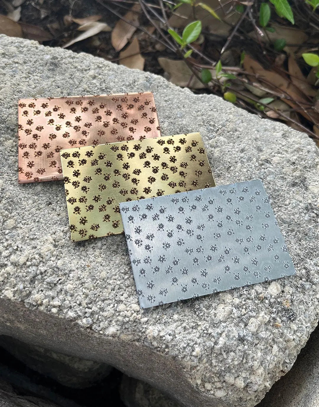 XLP0134 = Star Shine Laser Engraved Metal Sheet 3x2" = Textured Jewelry Blank = Copper, Brass & More