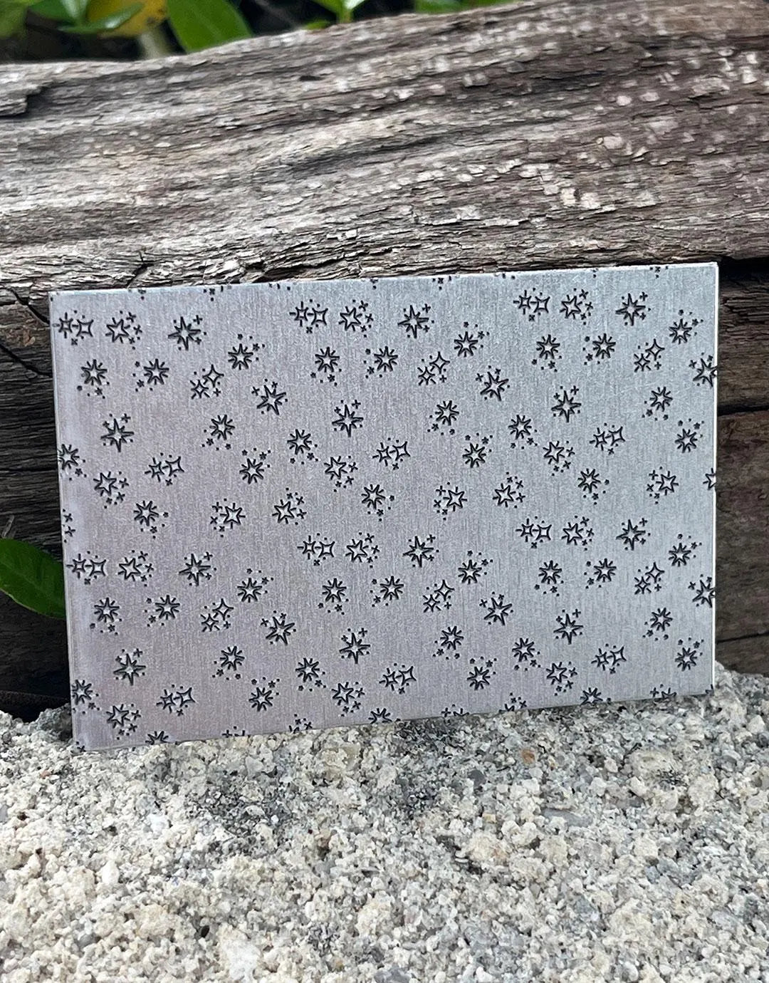XLP0134 = Star Shine Laser Engraved Metal Sheet 3x2" = Textured Jewelry Blank = Copper, Brass & More