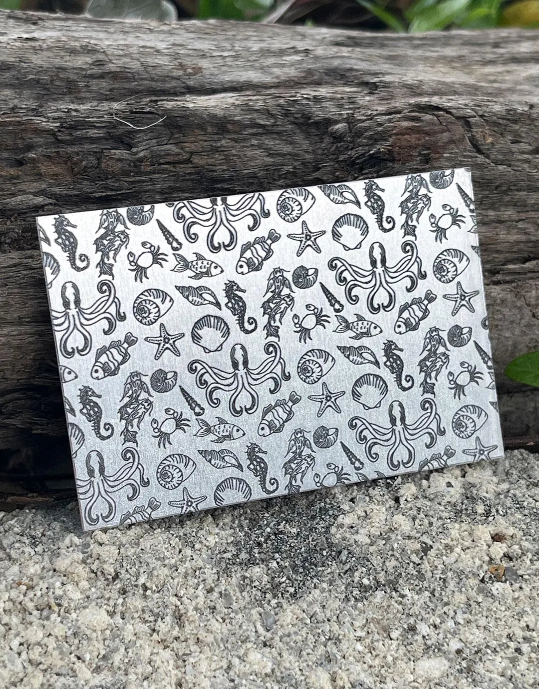 XLP0135 = Seafood Laser Engraved Metal Sheet 3x2" = Textured Jewelry Blank = Copper, Brass & More