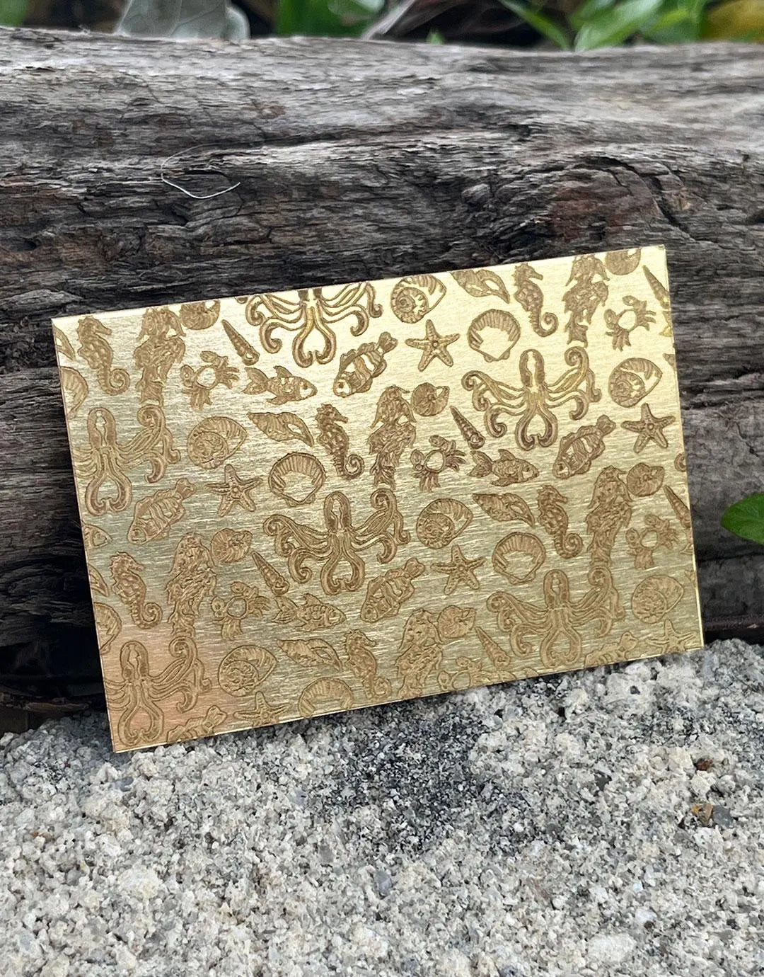 XLP0135 = Seafood Laser Engraved Metal Sheet 3x2" = Textured Jewelry Blank = Copper, Brass & More
