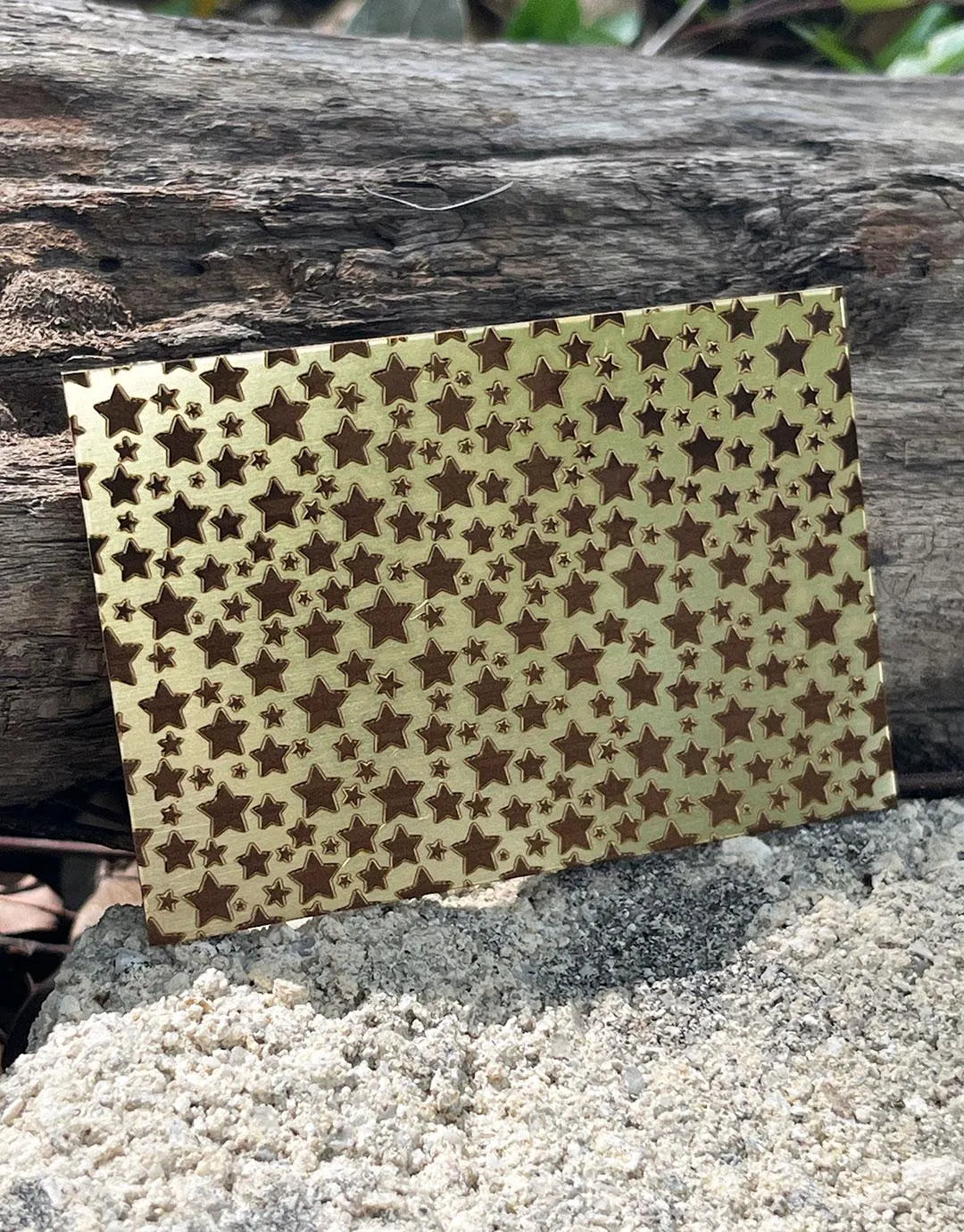 XLP0136 = Star Spangled Laser Engraved Metal Sheet 3x2" = Textured Jewelry Blank = Copper, Brass & More