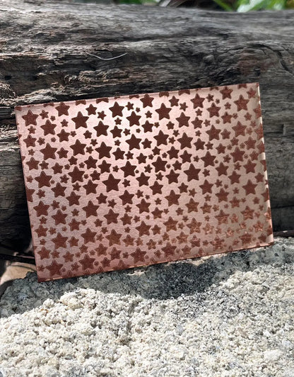 XLP0136 = Star Spangled Laser Engraved Metal Sheet 3x2" = Textured Jewelry Blank = Copper, Brass & More