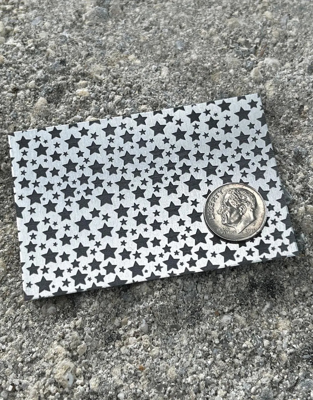 XLP0136 = Star Spangled Laser Engraved Metal Sheet 3x2" = Textured Jewelry Blank = Copper, Brass & More