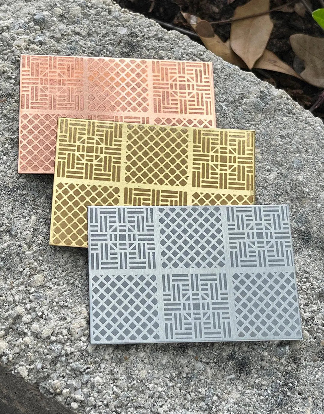XLP0137 = Wall Panels Laser Engraved Metal Sheet 3x2" = Textured Jewelry Blank = Copper, Brass & More