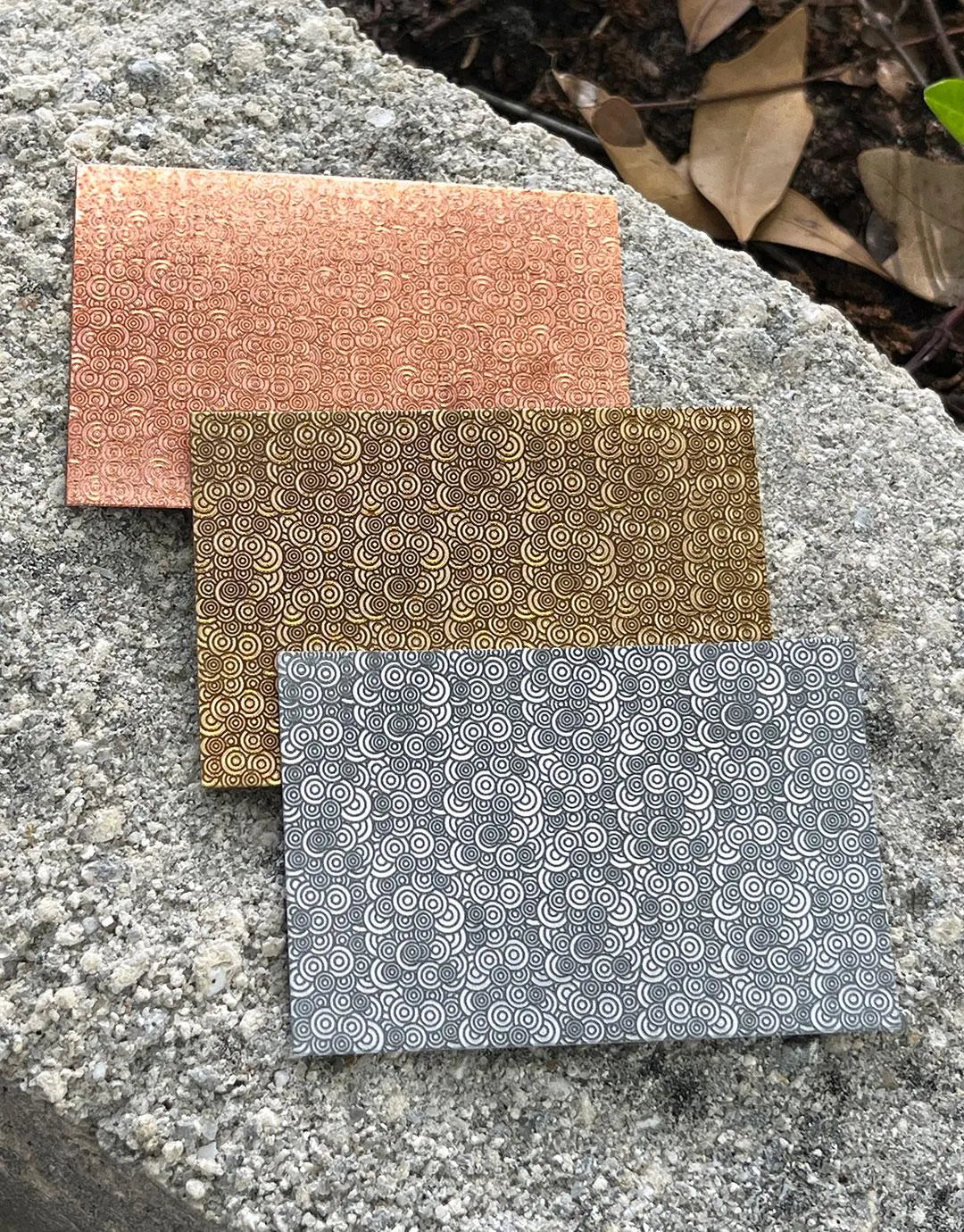 XLP0138 = Deco Bubbles Laser Engraved Metal Sheet 3x2" = Textured Jewelry Blank = Copper, Brass & More