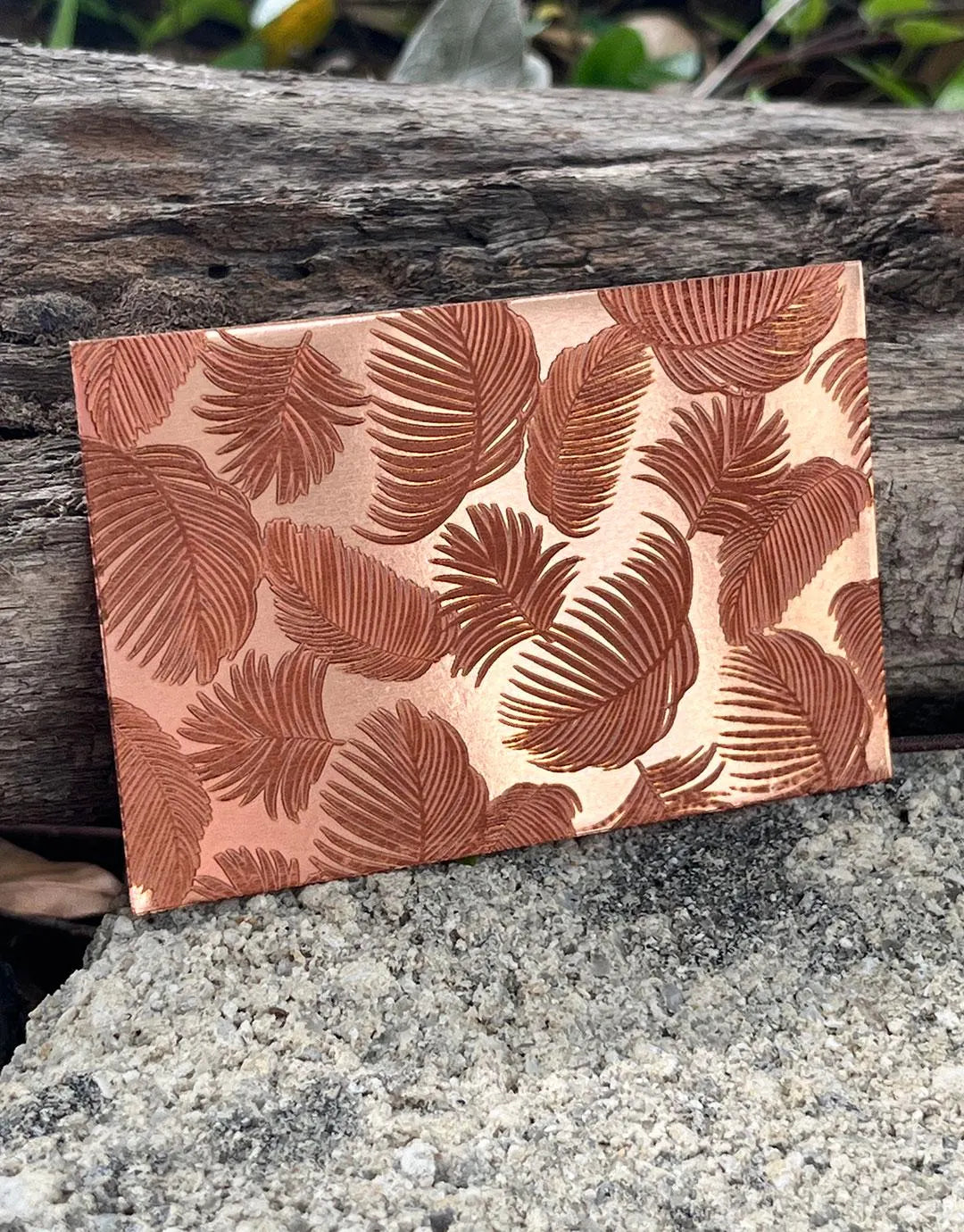 XLP0139 = Palm Fronds Laser Engraved Metal Sheet 3x2" = Textured Jewelry Blank = Copper, Brass & More