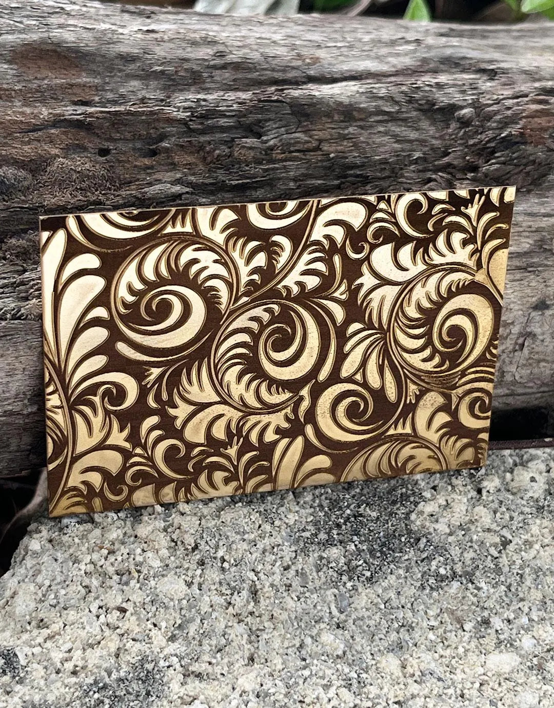 XLP0140 = Nouveau Floral Laser Engraved Metal Sheet 3x2" = Textured Jewelry Blank = Copper, Brass & More