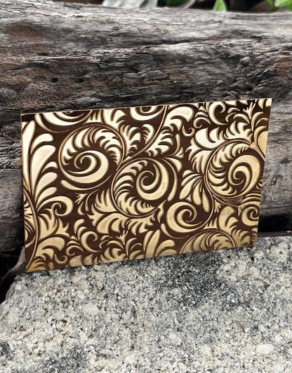 XLP0140 = Nouveau Floral Laser Engraved Metal Sheet 3x2" = Textured Jewelry Blank = Copper, Brass & More