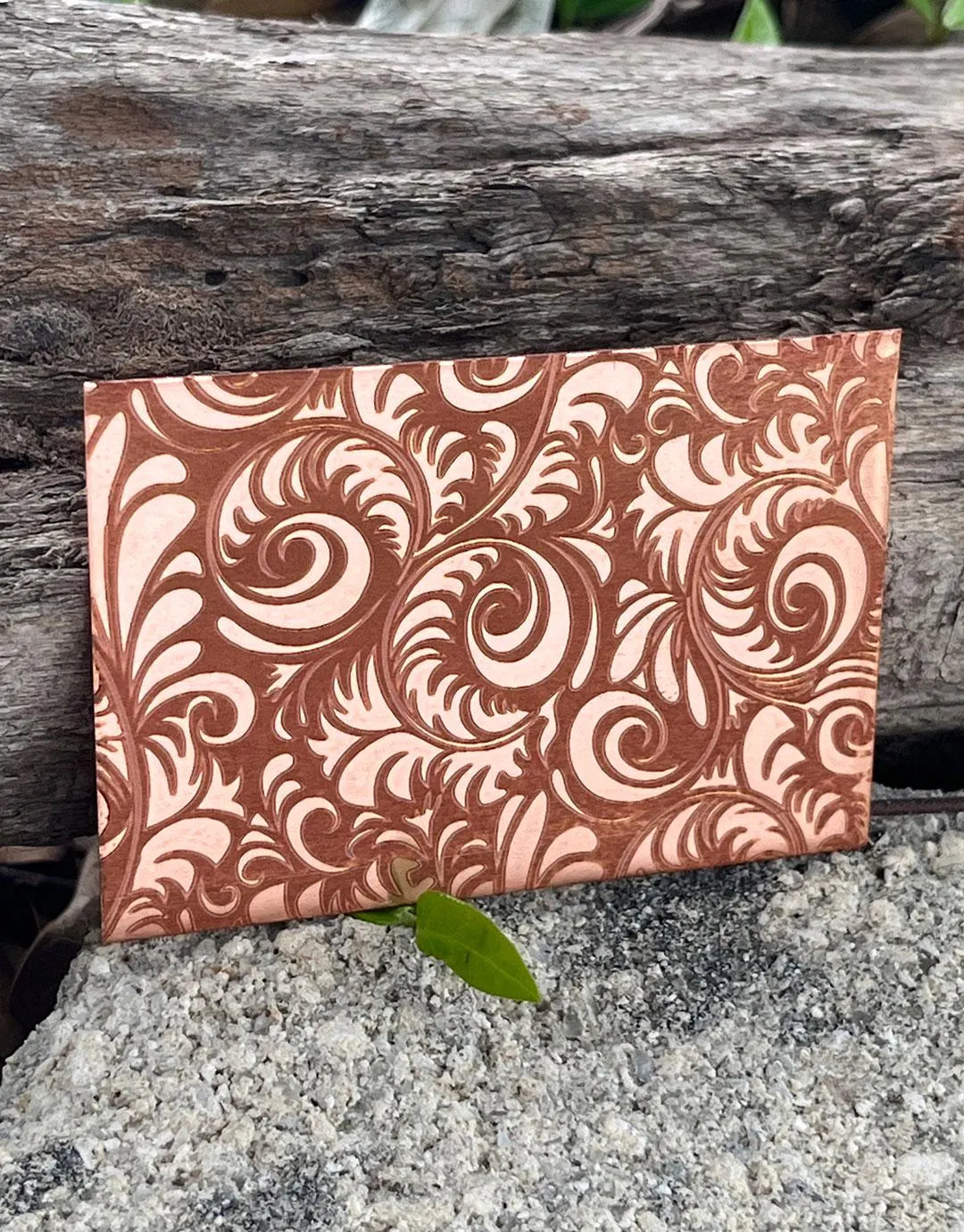 XLP0140 = Nouveau Floral Laser Engraved Metal Sheet 3x2" = Textured Jewelry Blank = Copper, Brass & More