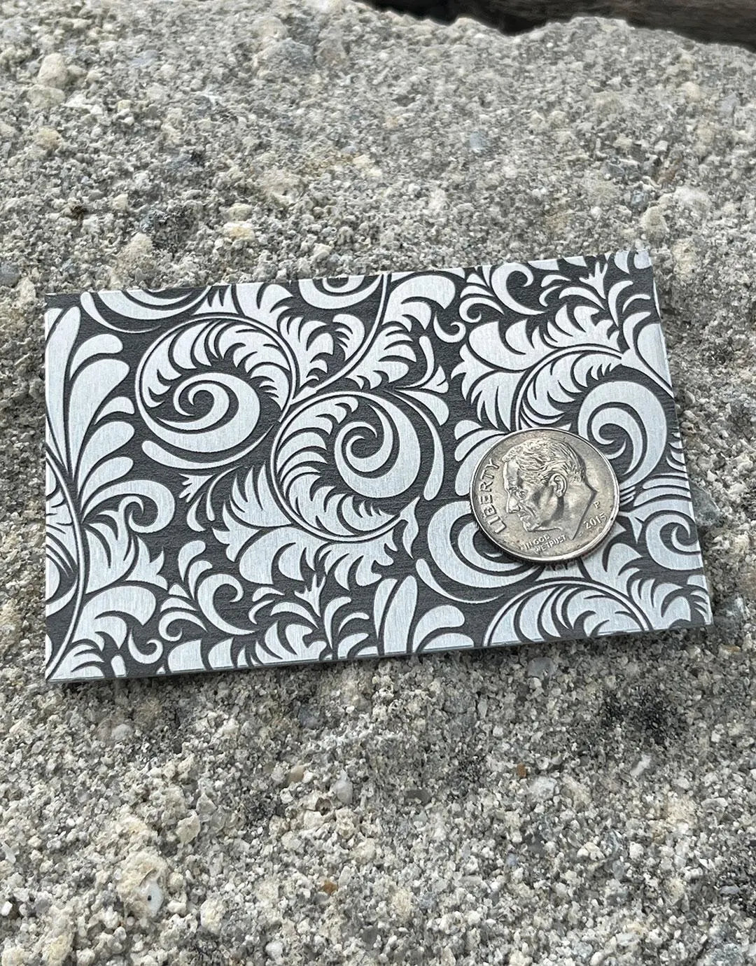 XLP0140 = Nouveau Floral Laser Engraved Metal Sheet 3x2" = Textured Jewelry Blank = Copper, Brass & More