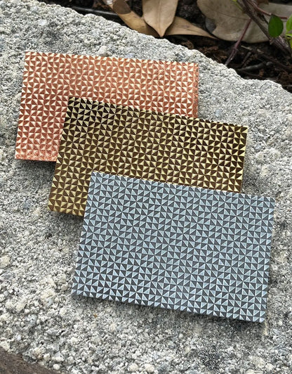XLP0141 = Tiny Triangles Pattern Laser Engraved Metal Sheet 3x2" = Textured Jewelry Blank = Copper, Brass & More