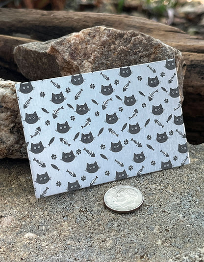 XLP0148 = Cats and Fish Bones Laser Engraved Metal Sheet 3x2" = Textured Jewelry Blank = Copper, Brass & More
