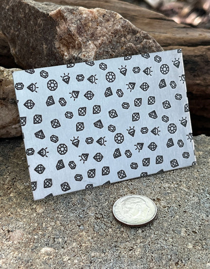 XLP0149 = Gems Laser Engraved Metal Sheet 3x2" = Textured Jewelry Blank = Copper, Brass & More