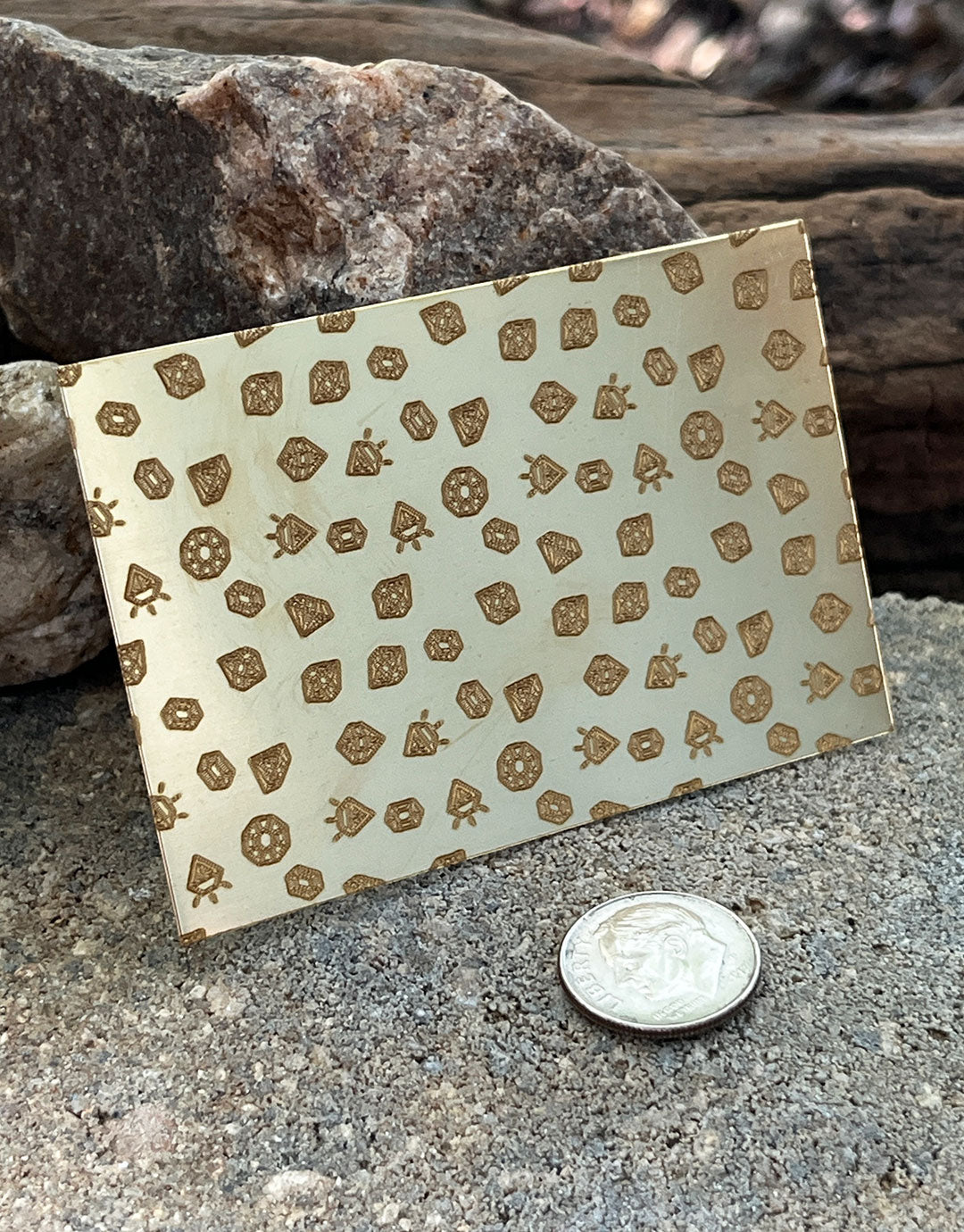XLP0149 = Gems Laser Engraved Metal Sheet 3x2" = Textured Jewelry Blank = Copper, Brass & More