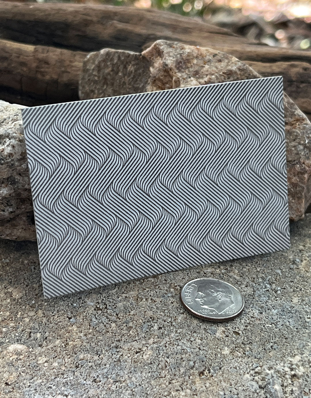 XLP0152 = Linear Waves Laser Engraved Metal Sheet 3x2" = Textured Jewelry Blank = Copper, Brass & More