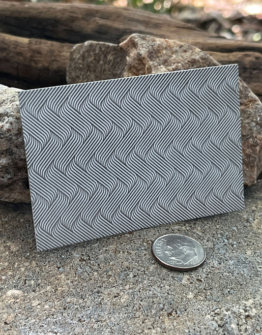XLP0152 = Linear Waves Laser Engraved Metal Sheet 3x2" = Textured Jewelry Blank = Copper, Brass & More
