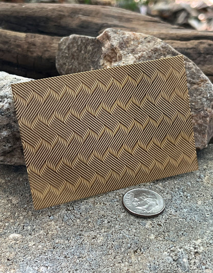 XLP0152 = Linear Waves Laser Engraved Metal Sheet 3x2" = Textured Jewelry Blank = Copper, Brass & More