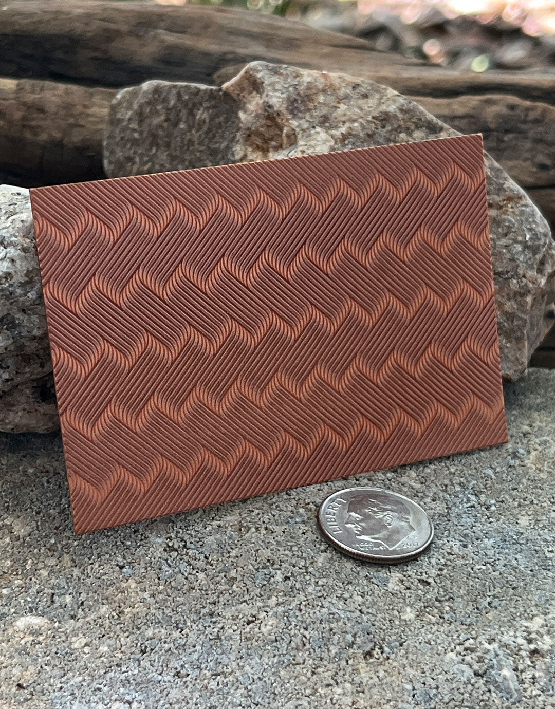XLP0152 = Linear Waves Laser Engraved Metal Sheet 3x2" = Textured Jewelry Blank = Copper, Brass & More